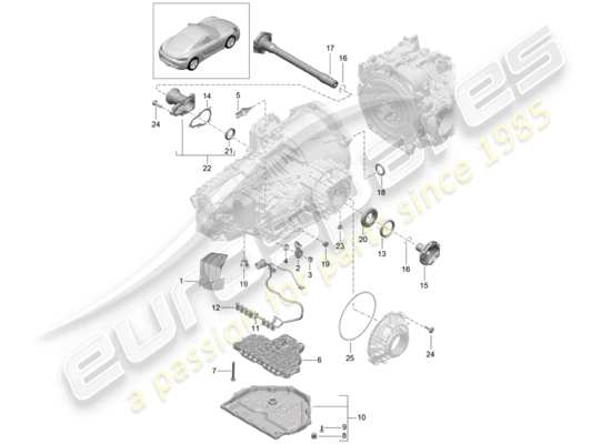 a part diagram from the porsche 718 cayman (2020) parts catalogue