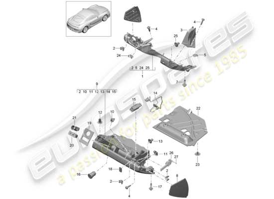 a part diagram from the porsche cayman gt4 parts catalogue