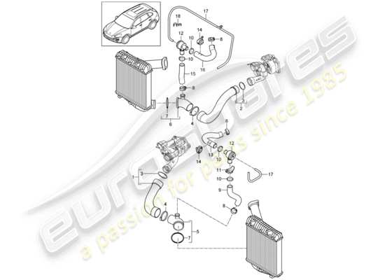 a part diagram from the porsche cayenne e2 (2012) parts catalogue