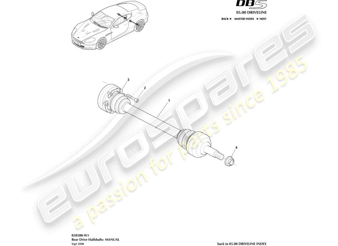 a part diagram from the aston martin dbs (2011) parts catalogue