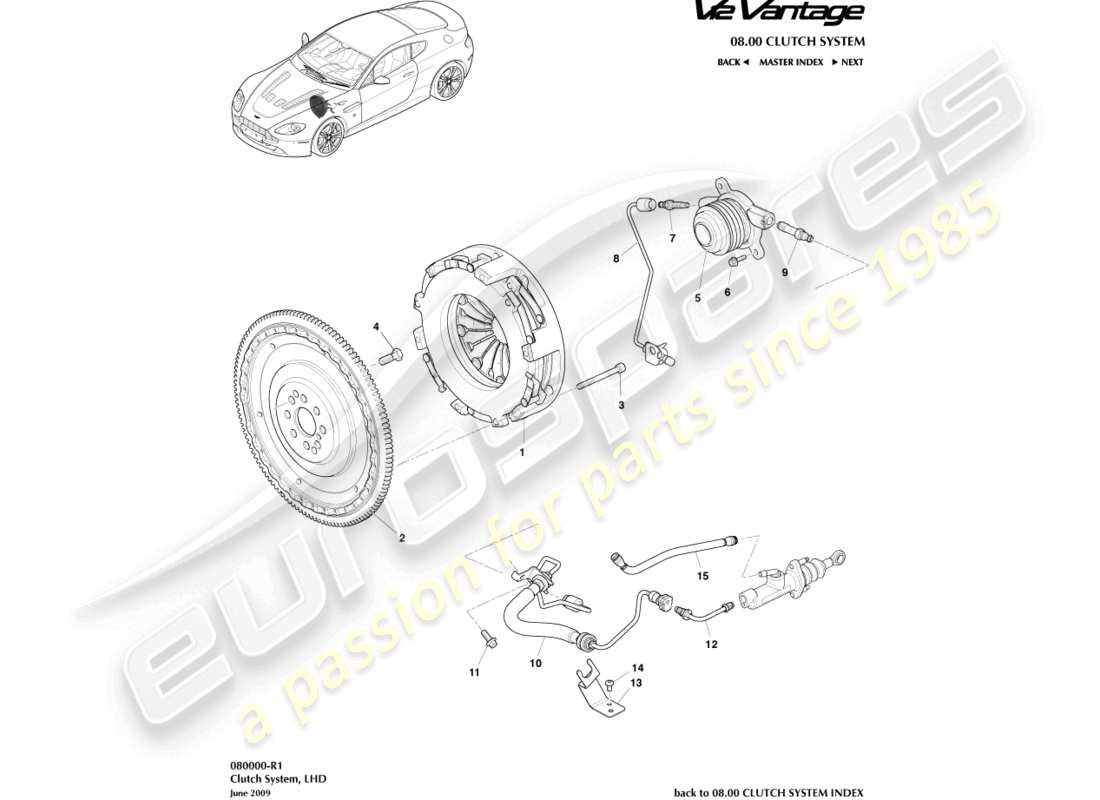 a part diagram from the aston martin v12 vantage parts catalogue
