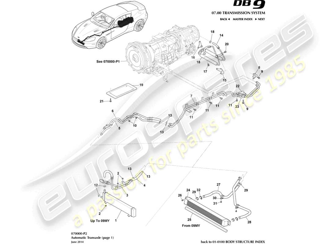 a part diagram from the aston martin db9 (2006) parts catalogue