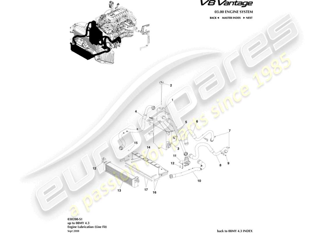 a part diagram from the aston martin v8 vantage (2010) parts catalogue