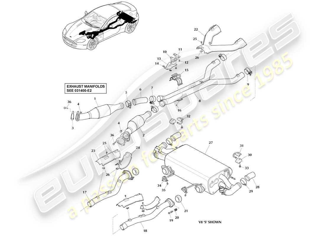 a part diagram from the aston martin v8 vantage (2007) parts catalogue