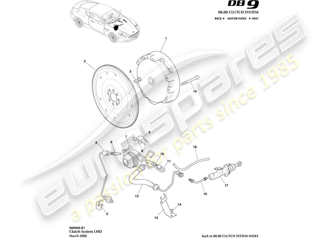 a part diagram from the aston martin db9 (2008) parts catalogue