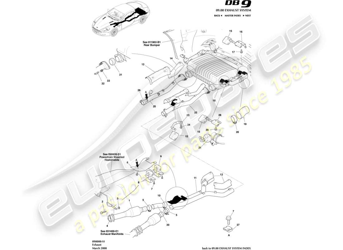 a part diagram from the aston martin db9 (2008) parts catalogue