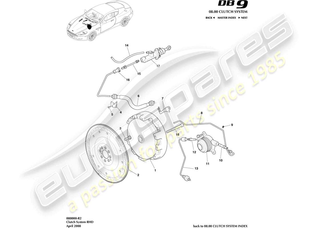 a part diagram from the aston martin db9 parts catalogue