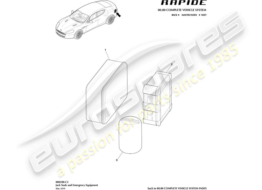 aston martin rapide (2017) tyre emergency equipment part diagram