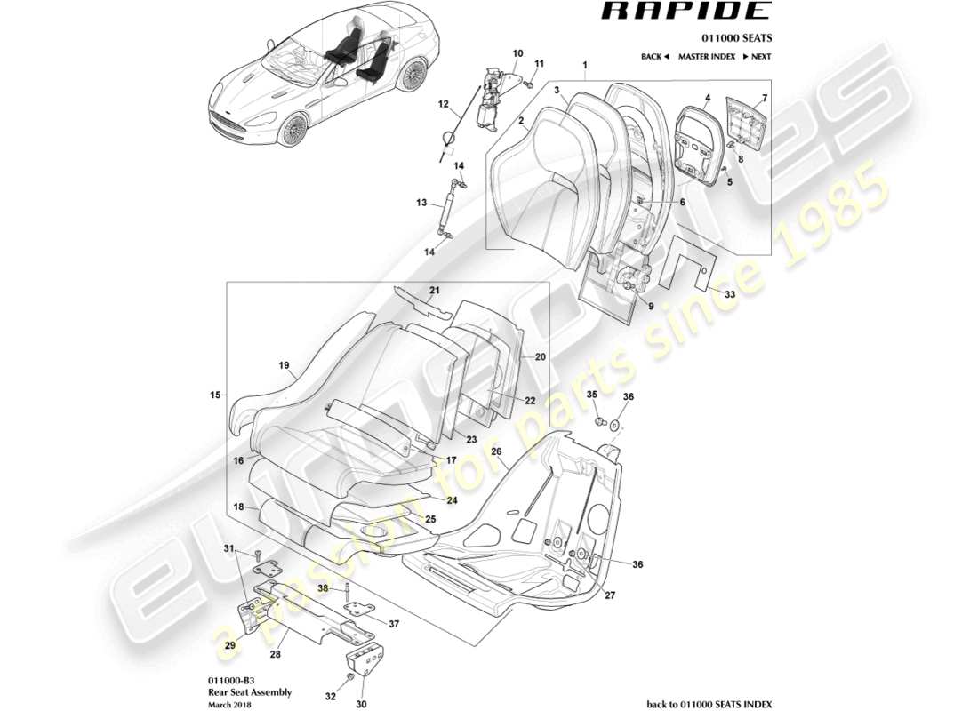 a part diagram from the aston martin rapide (2017) parts catalogue