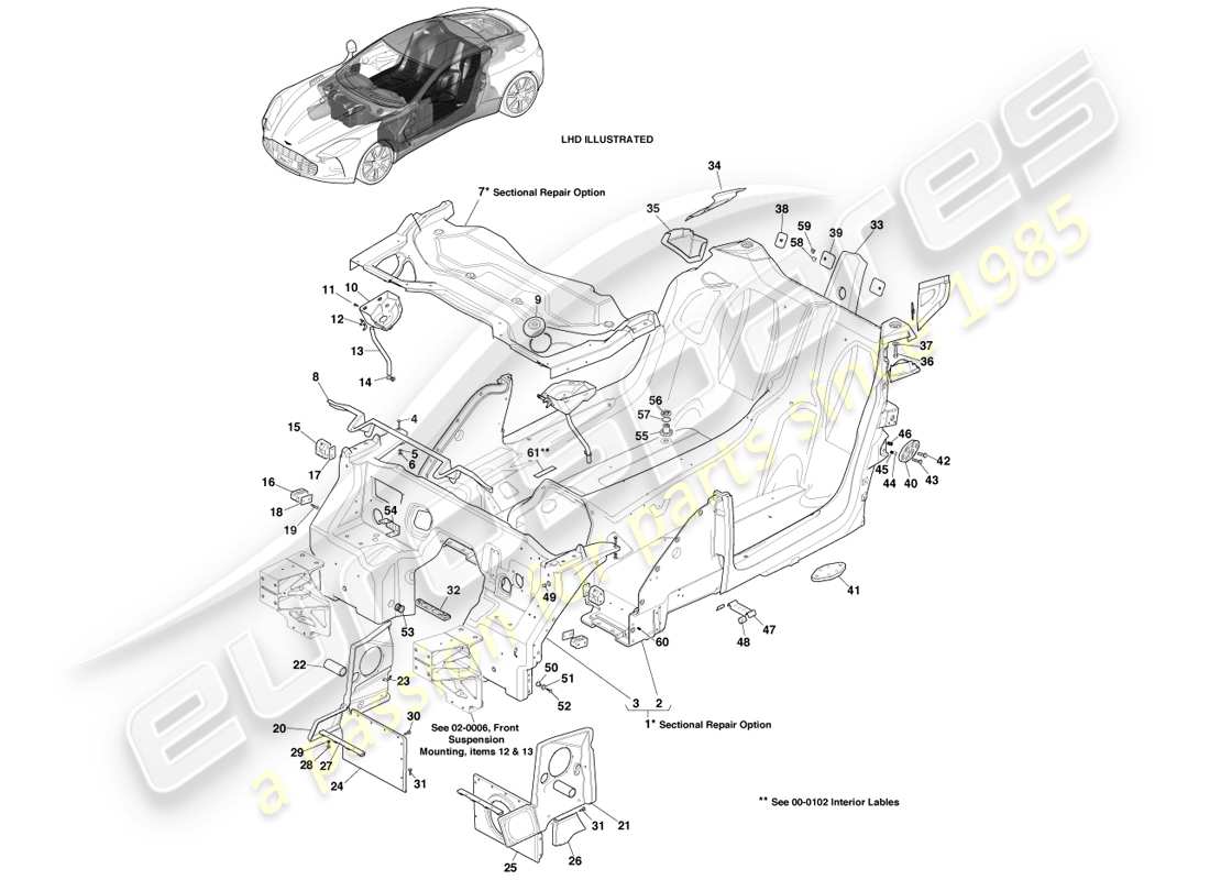 a part diagram from the aston martin one-77 parts catalogue