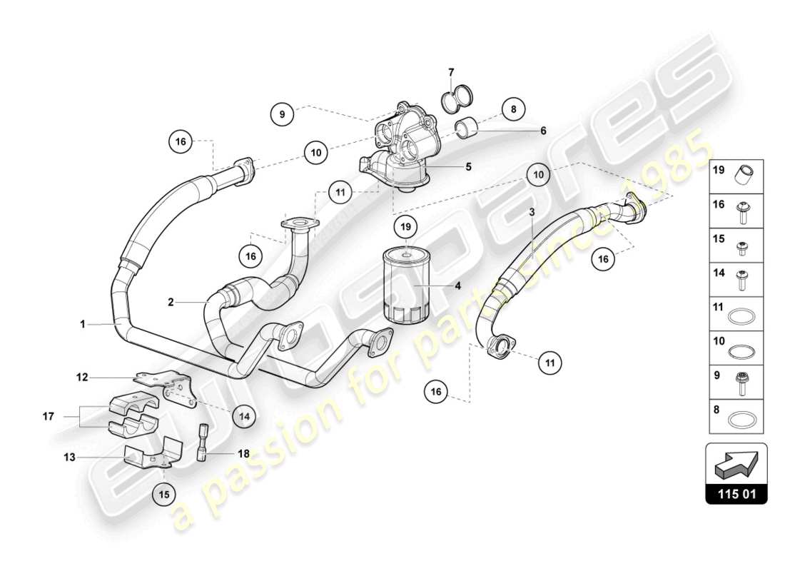 a part diagram from the lamborghini aventador parts catalogue
