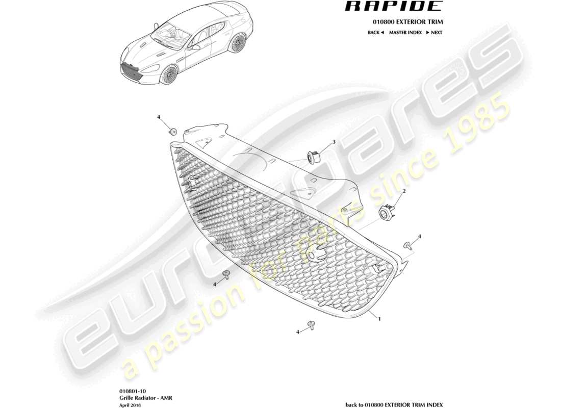 a part diagram from the aston martin rapide parts catalogue