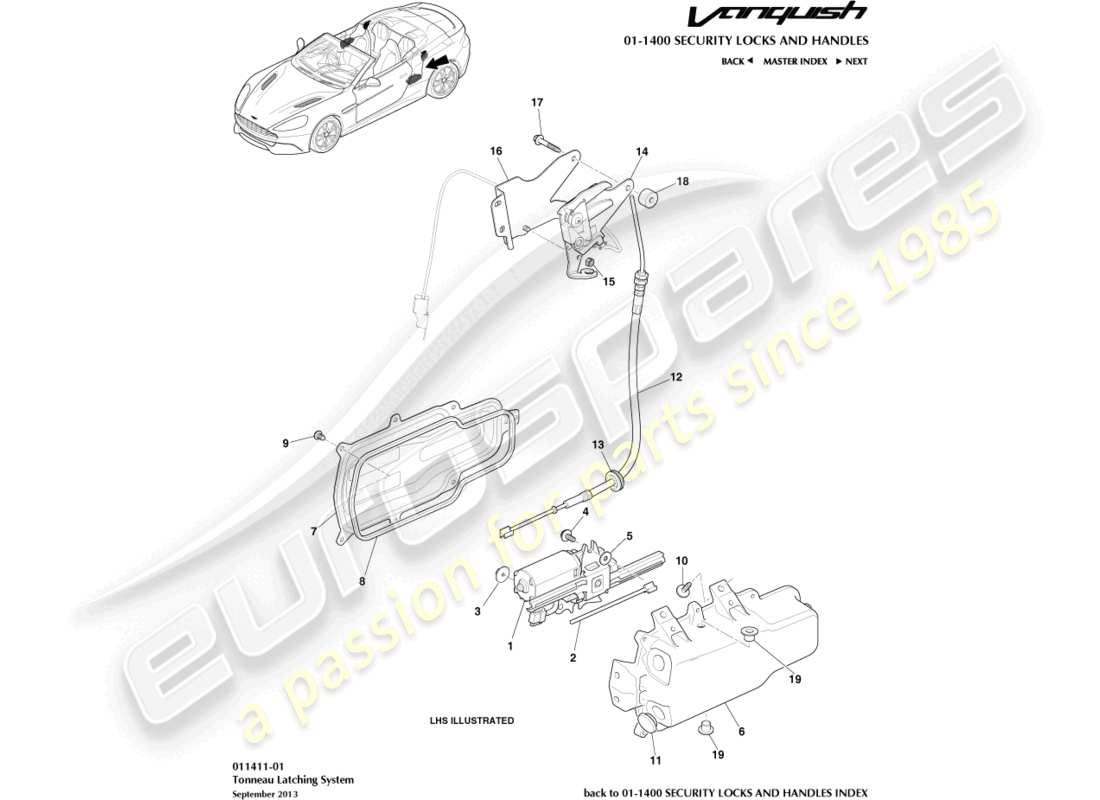 VIEW PARTS DIAGRAMS FROM THE ASTON MARTIN VANQUISH PARTS CATALOGUE a part diagram from the aston martin vanquish parts catalogue
