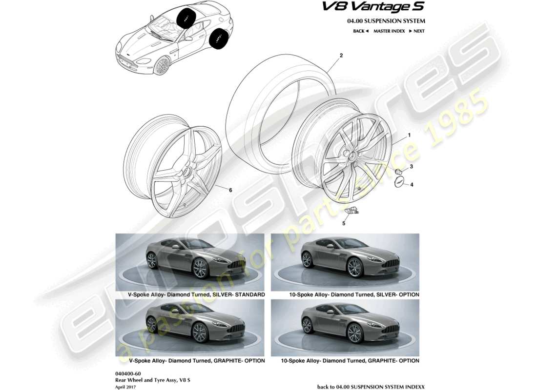 a part diagram from the aston martin v8 vantage (2018) parts catalogue