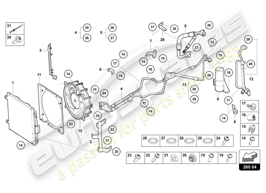 a part diagram from the lamborghini aventador ultimae parts catalogue