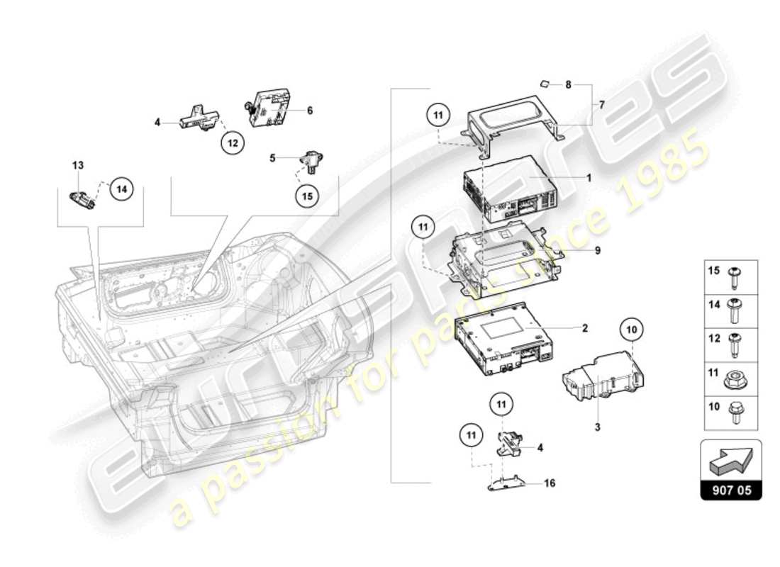 a part diagram from the lamborghini aventador ultimae parts catalogue