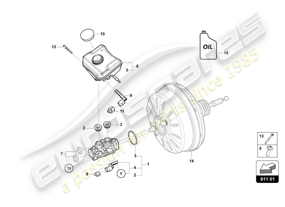 lamborghini urus performante (2023) tandem brake master cylinder parts diagram