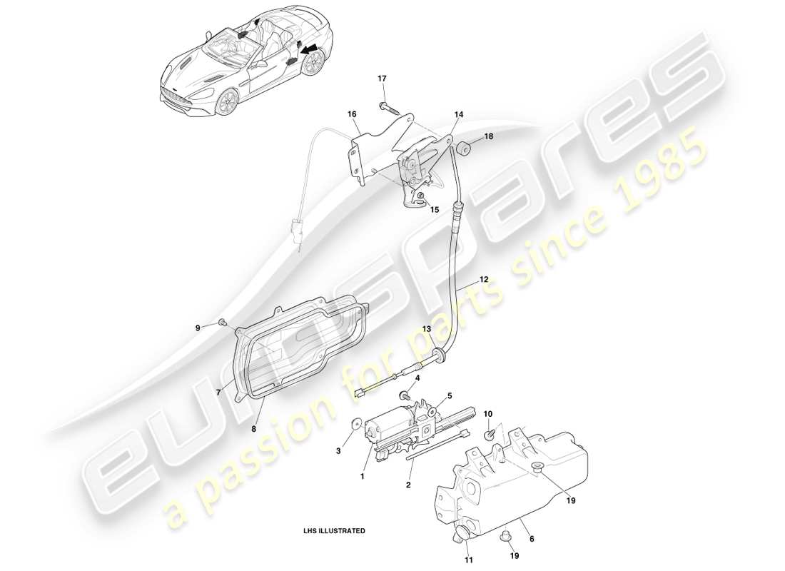 aston martin vanquish (2014) tonneau latches part diagram