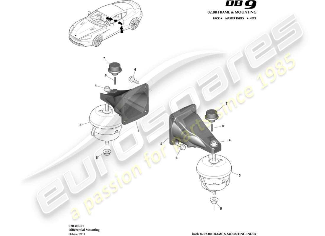 a part diagram from the aston martin db9 (2014) parts catalogue