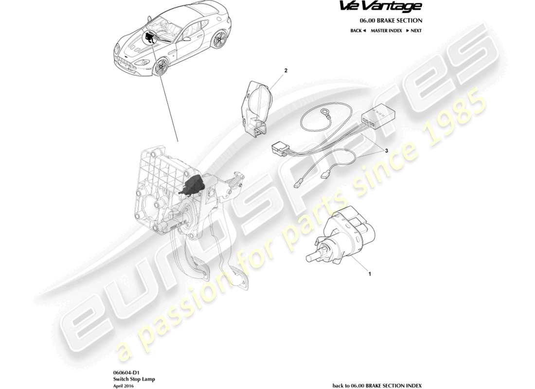 VIEW PARTS DIAGRAMS FROM THE ASTON MARTIN V12 VANTAGE PARTS CATALOGUE a part diagram from the aston martin v12 vantage parts catalogue