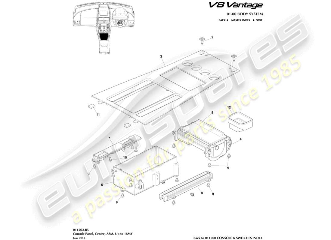 a part diagram from the aston martin v8 vantage parts catalogue
