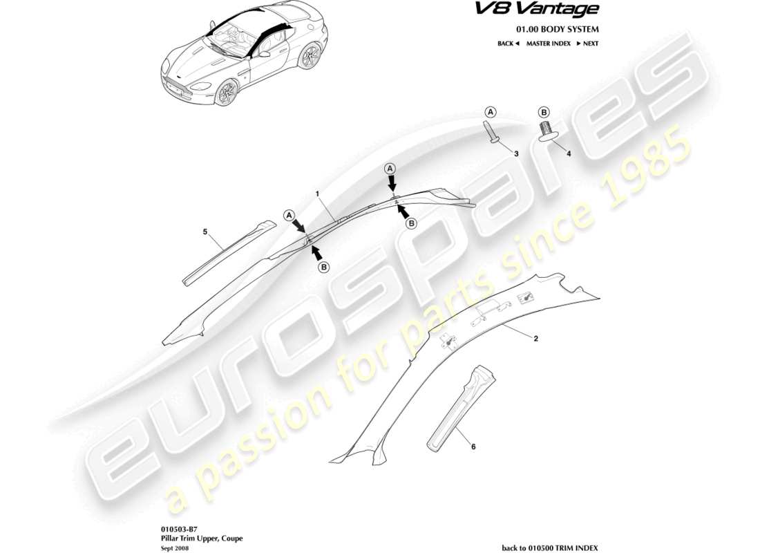 a part diagram from the aston martin v8 vantage (2006) parts catalogue