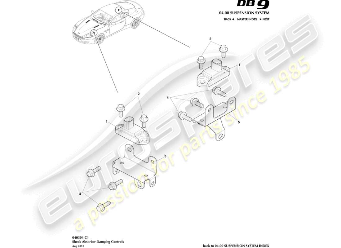 VIEW PARTS DIAGRAMS FROM THE ASTON MARTIN DB9 PARTS CATALOGUE a part diagram from the aston martin db9 parts catalogue