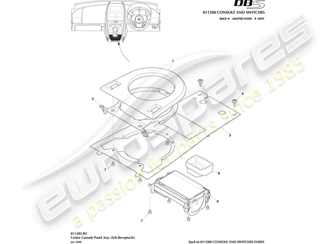 a part diagram from the aston martin dbs parts catalogue