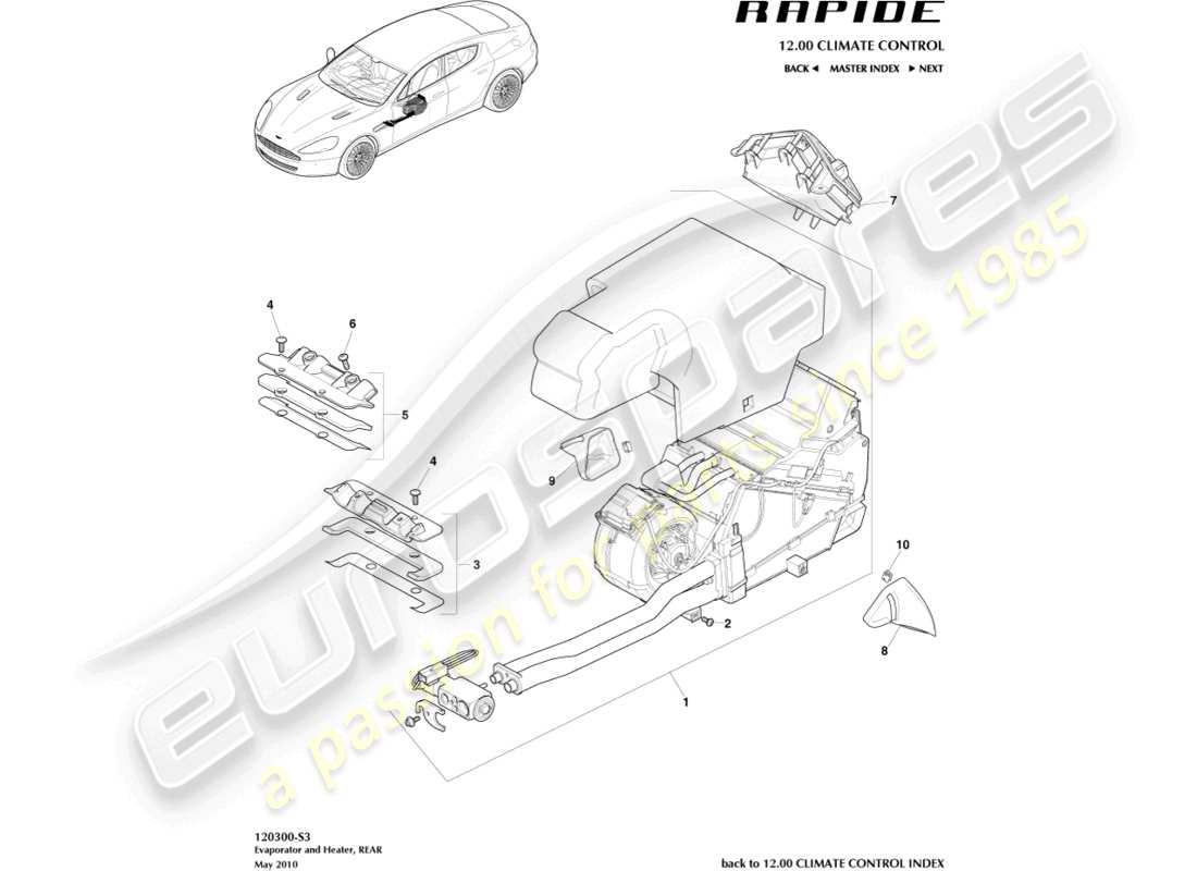 a part diagram from the aston martin rapide (2019) parts catalogue