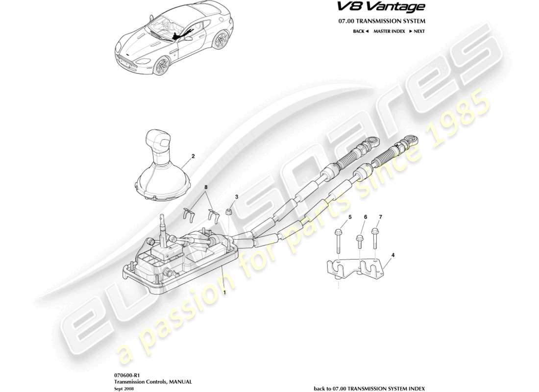 a part diagram from the aston martin v8 vantage (2014) parts catalogue