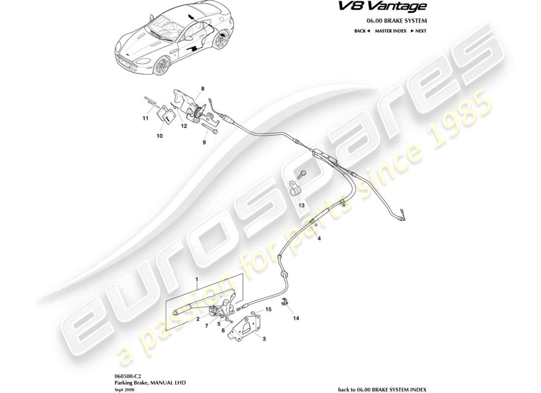 a part diagram from the aston martin v8 vantage parts catalogue