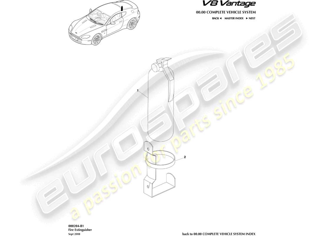 a part diagram from the aston martin v8 vantage (2012) parts catalogue