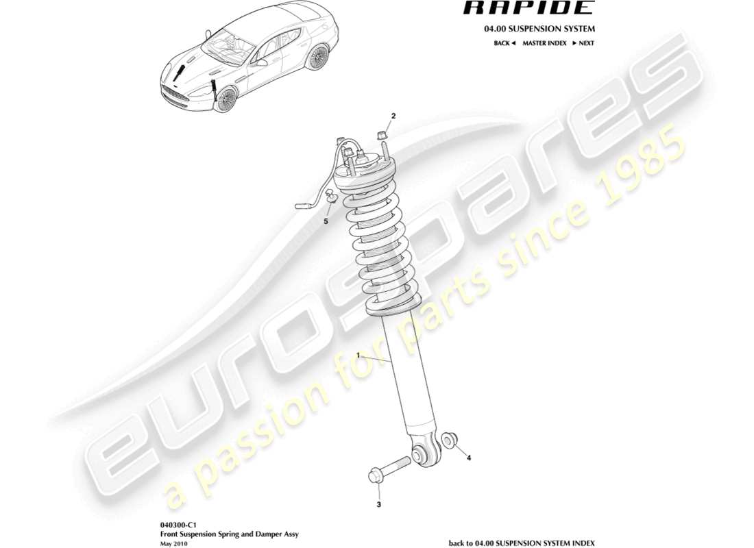 a part diagram from the aston martin rapide parts catalogue