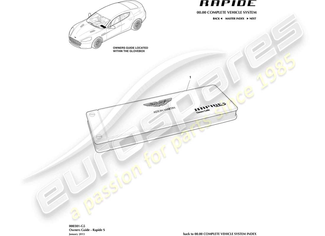 a part diagram from the aston martin rapide (2019) parts catalogue