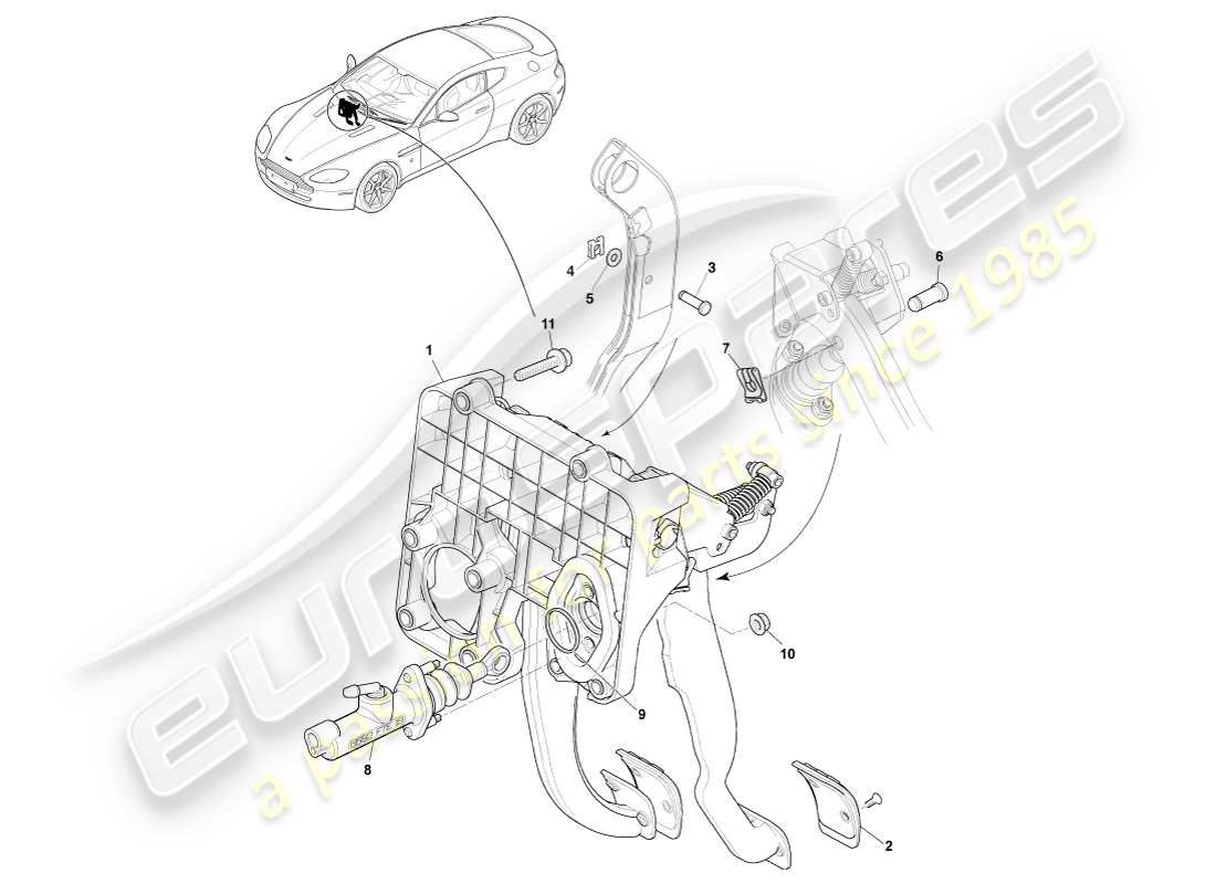 a part diagram from the aston martin v8 vantage (2007) parts catalogue