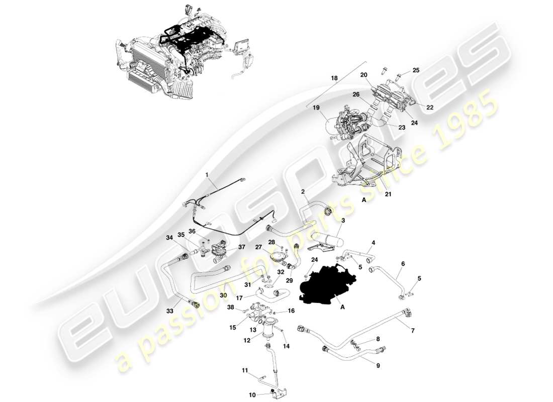VIEW PARTS DIAGRAMS FROM THE ASTON MARTIN V8 VANTAGE PARTS CATALOGUE a part diagram from the aston martin v8 vantage parts catalogue