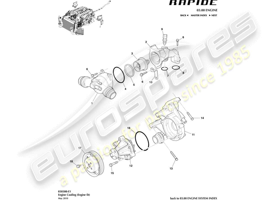 a part diagram from the aston martin rapide parts catalogue