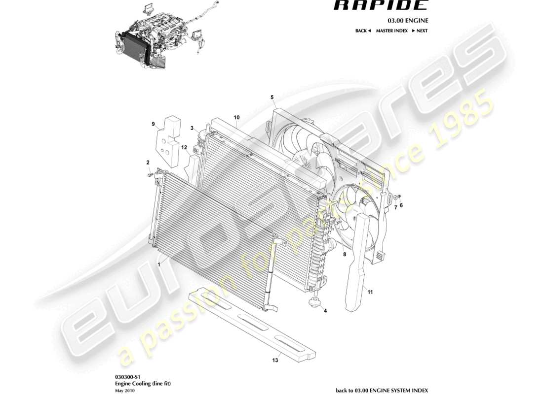a part diagram from the aston martin rapide (2011) parts catalogue
