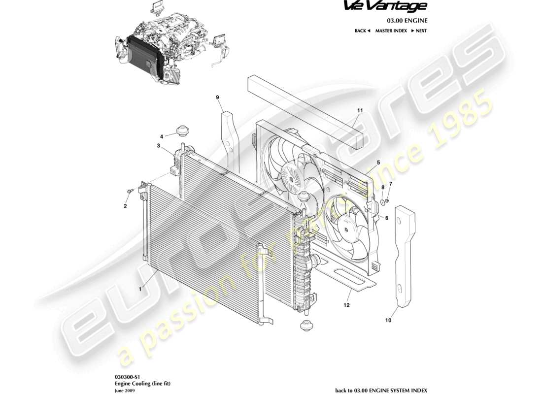 a part diagram from the aston martin v12 vantage parts catalogue