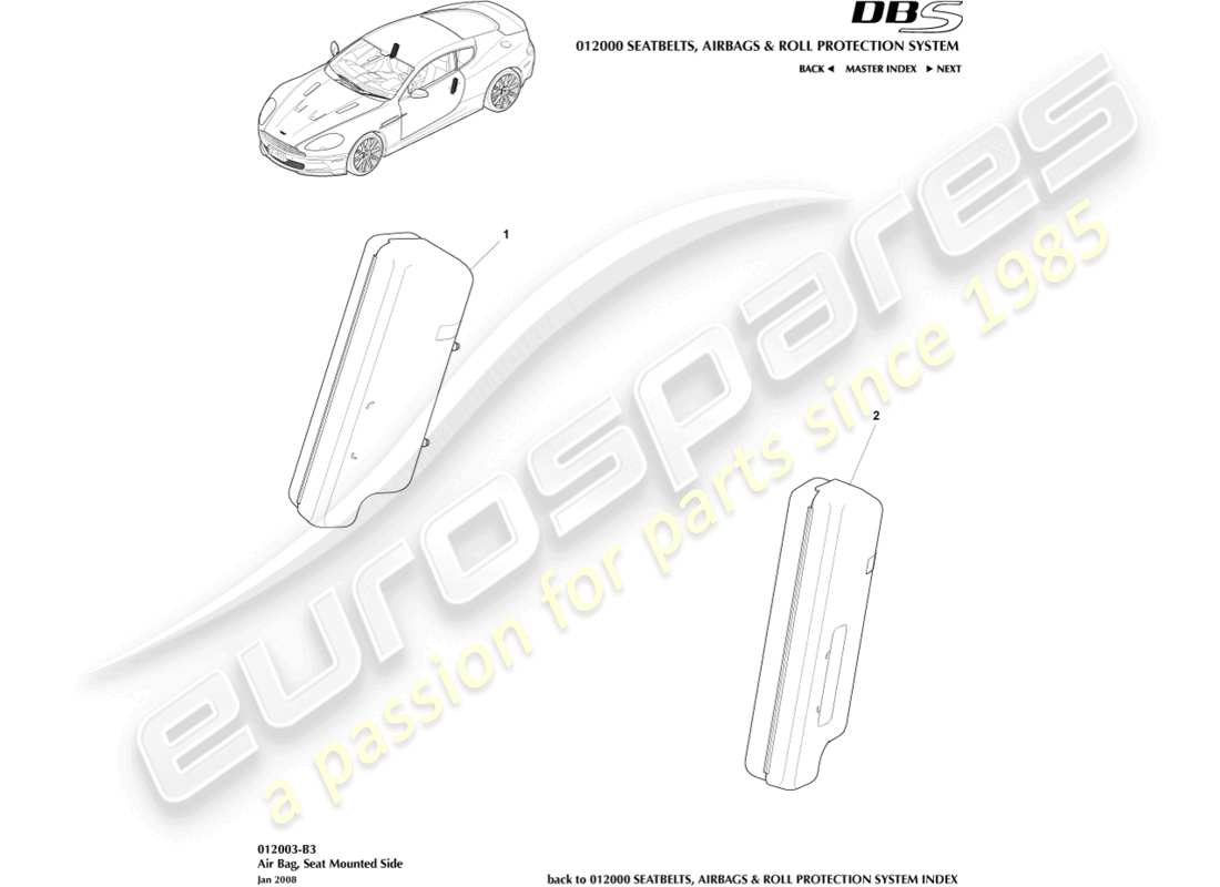 a part diagram from the aston martin dbs (2011) parts catalogue