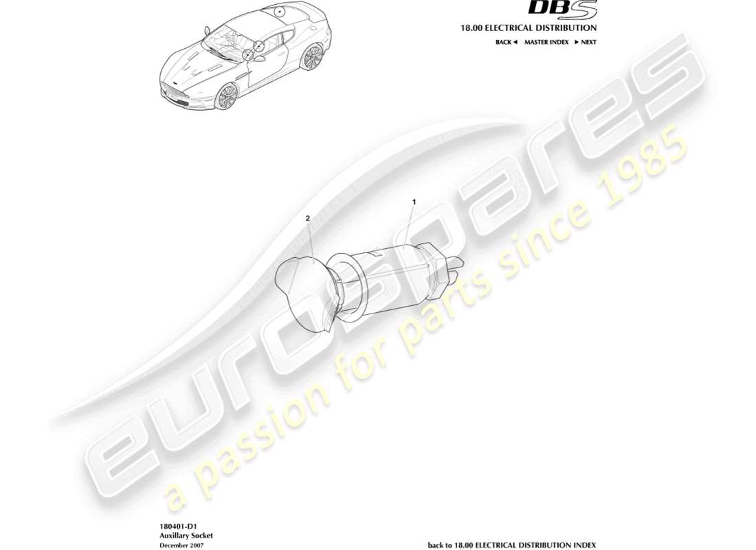 aston martin dbs (2013) auxiliary socket part diagram