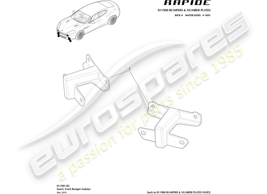 aston martin rapide (2019) insert, front bumper isolator part diagram