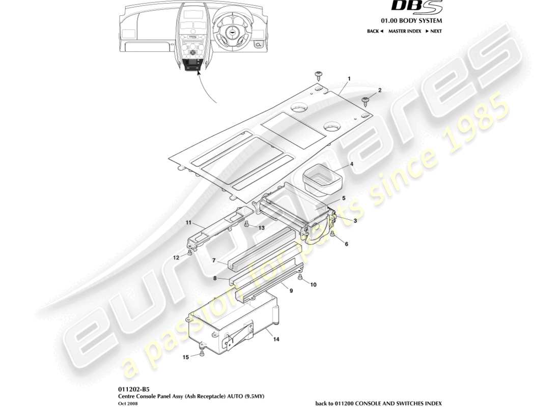 aston martin dbs (2012) centre console, auto part diagram
