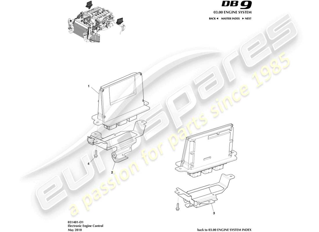 aston martin db9 (2004) electronic engine control parts diagram