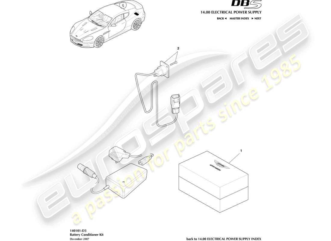 aston martin dbs (2010) battery conditioner kit part diagram