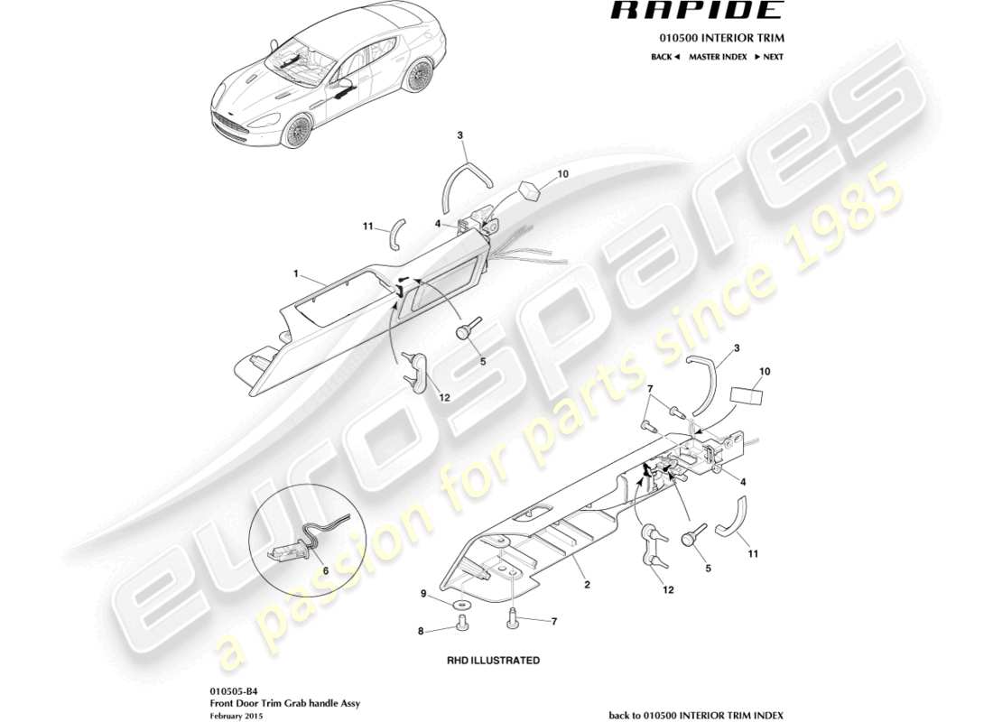 aston martin rapide (2013) front door handle parts diagram