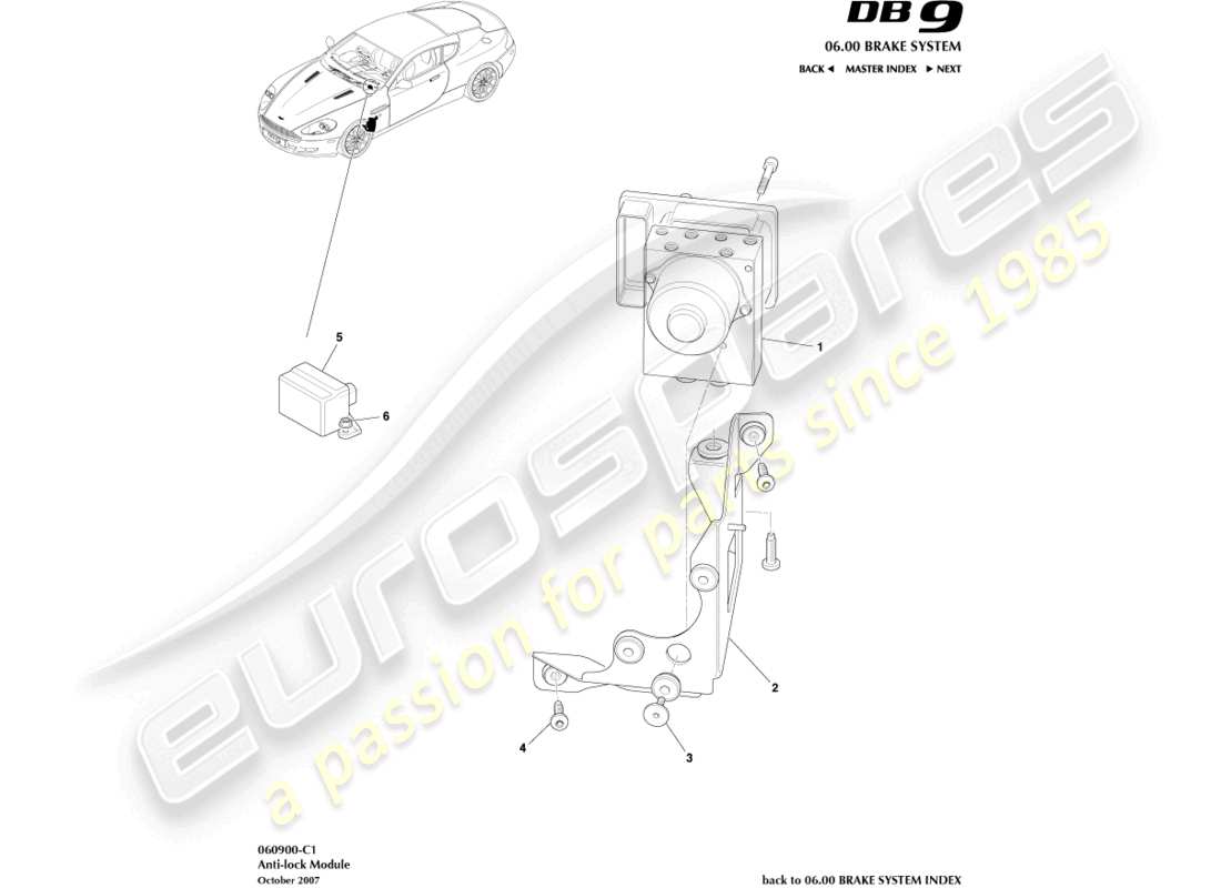 aston martin db9 (2011) anti-lock module parts diagram