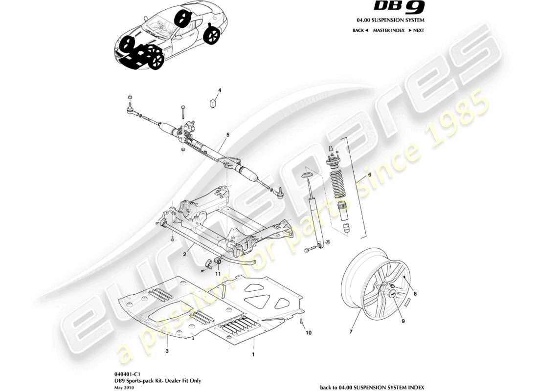 aston martin db9 (2009) sports pack kit, 2007 parts diagram