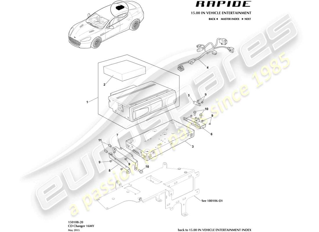 aston martin rapide (2010) cd changer, 16my on parts diagram
