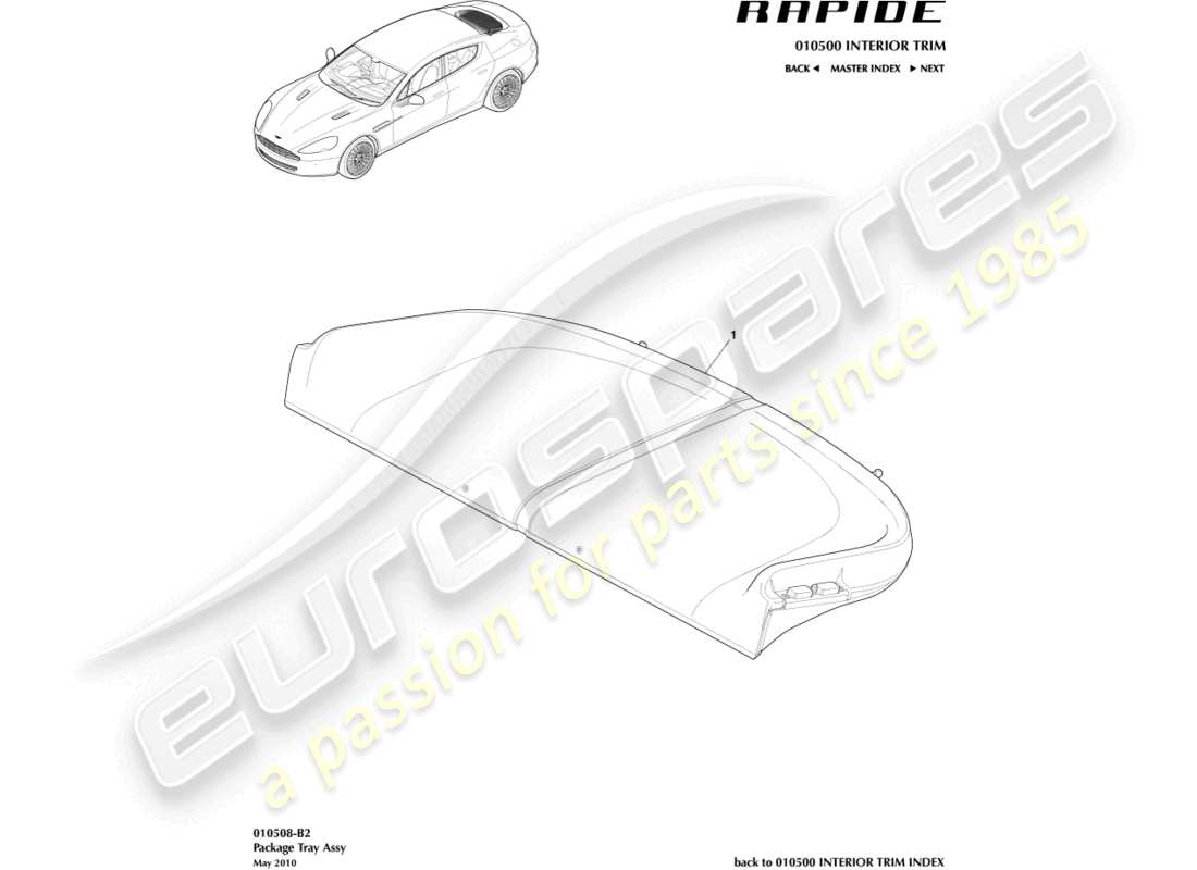 aston martin rapide (2017) parcel shelf trim panel part diagram